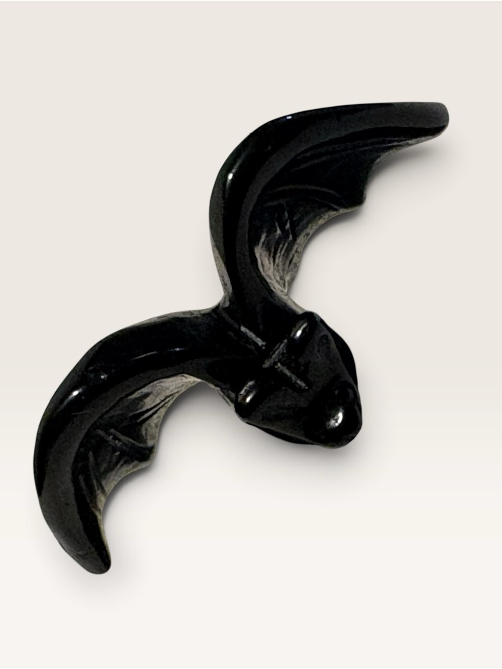 Black Obsidian Bat Figurine - Halloween Decorative Home Art